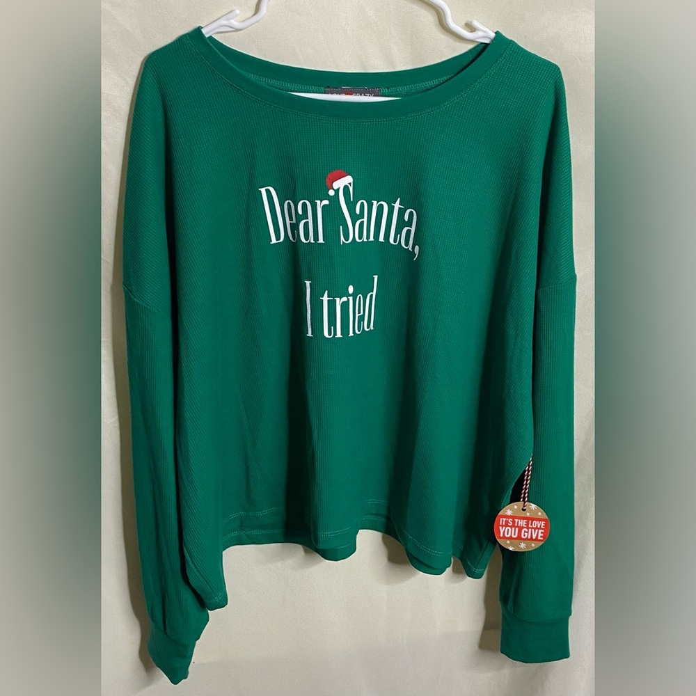 New Dear Santa I Tried Waffle Knit Long Sleeve Graphic Tee 3X